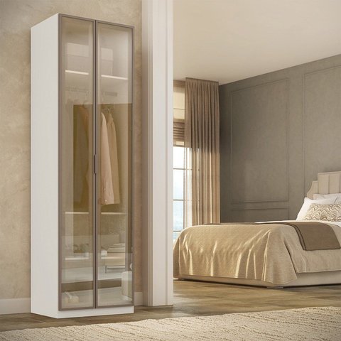 Guarda-roupa Modulado 2 Portas Reflecta Prateleiras Cabideiros sem Gavetas 90cm 100% MDF Altezza