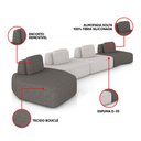 Ver imagem 3 de Sofá 4 Lugares Orgânico com Chaise e 3 Módulos Berlim bouclê Grafite/cinza Caro K01 - D’Rossi