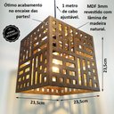 Ver imagem 2 de Luminária Teto Pendente Mdf Lâmina Madeira Elegante Rústica