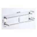 Ver imagem 2 de Toalheiro Cromado Duplo Porta Toalha 60cm para Hotel Banheiro Casa Lavabo