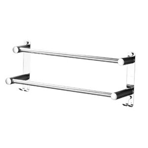Toalheiro Cromado Duplo Porta Toalha 60cm para Hotel Banheiro Casa Lavabo