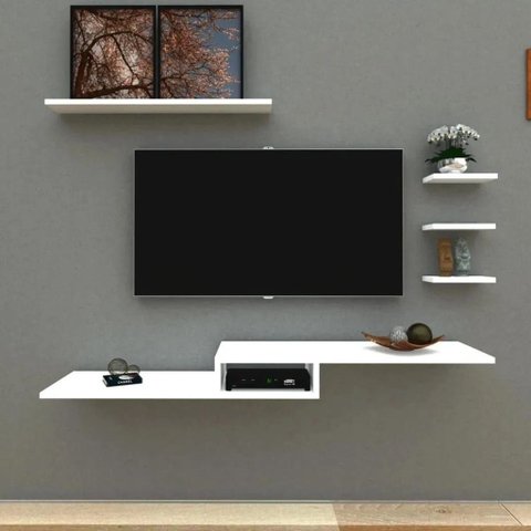 Rack Suspenso Branco para Quartos e Salas com 4 Nichos/prateleiras__r10_