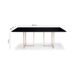 Mesa Jantar Macapá Aço Carbono Dourado Tampo Laca Preto + Vidro - 2