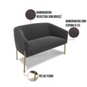 Ver imagem 2 de Namoradeira e 2 Poltronas Pé Ferro Dourado Stella Bouclê Grafite D03 - D'Rossi
