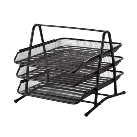 Bandeja Triplo Organizador Mesa Documentos Papel Correio Escritorio 3 Divisorias