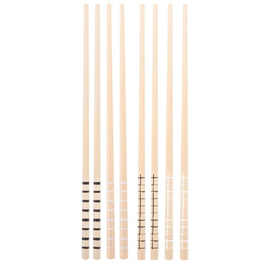 Kit Hashi de Bambu 4 Pares 24cm Palitos Japoneses Sushi Lyor Estampa Geométrica - 1