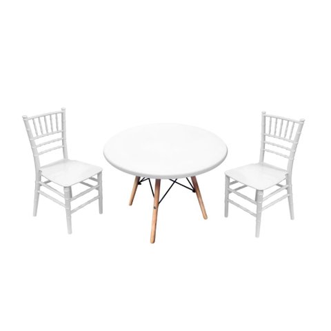 Kit Mesa Infantil Eames Branca 60cm + 2 Cadeiras Tiffany Infantil Branco