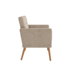 Poltrona Decorativa Lux Sala Recepção Suede Bege Pés Palito - 6