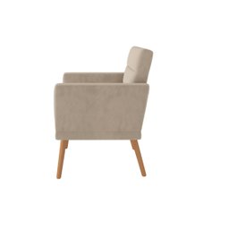 Poltrona Decorativa Lux Sala Recepção Suede Bege Pés Palito - 7