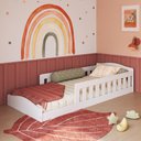 Ver imagem 1 de Cama Montessoriana Infantil de Chão com Cercado Linha Encanto Branco - Completa Móveis