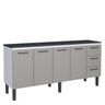 Balcão de Cozinha em Aço Juno 200 Com 3 Gavetas Branco/Cinza - Cozimax - 1