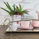 Ver imagem 4 de Bandeja Decorativa Espelhada Dourada 44,5x26,5cm Duler