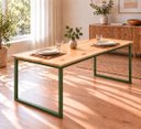 Ver imagem 3 de Mesa de Jantar Reforçada Industrial 170x80cm Tampo Bege Pés Verde