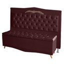 Ver imagem 1 de Kit de Cabeceira de Cama Box e Calçadeira Baú Barcelona Casal 140 Cm Retro Capitonê Suede Bordo