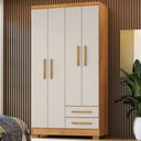 Ver imagem 2 de Guarda Roupa Solteiro 4 Portas 2 Gavetas 188x99 cm Madri Cedro Areia Rudk