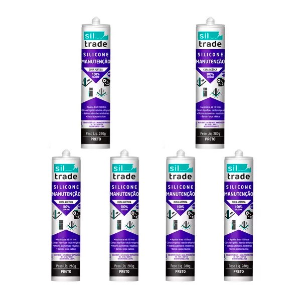 6 Tubos De Silicone Aquario Sil Trade 280g Siltrade cor:Incolor - 1