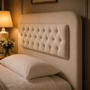 Ver imagem 3 de Cabeceira King 195cm Capitonê Suede Madeira Maciça Moderna:offwhite