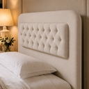 Ver imagem 5 de Cabeceira King 195cm Capitonê Suede Madeira Maciça Moderna:offwhite