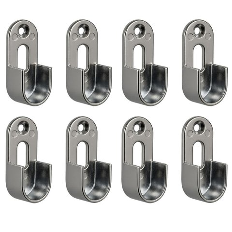 8 Suporte Cabideiro Tubo Oblongo Oval Armário Guarda Roupa e Closet - Prata