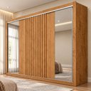 Ver imagem 1 de Guarda Roupa Casal 3 Portas de Correr 6 Gavetas com Espelho e Detalhe Ripado 100% MDF Vitória