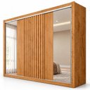 Ver imagem 2 de Guarda Roupa Casal 3 Portas de Correr 6 Gavetas com Espelho e Detalhe Ripado 100% MDF Vitória