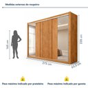 Ver imagem 4 de Guarda Roupa Casal 3 Portas de Correr 6 Gavetas com Espelho e Detalhe Ripado 100% MDF Vitória