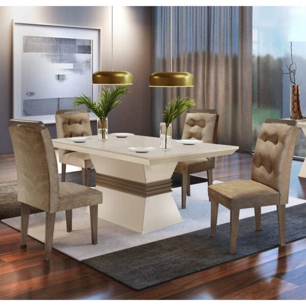 Conjunto Sala de Jantar Mesa 4 Cadeiras Luísa Espresso Móveis - 1