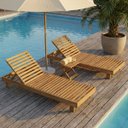 Ver imagem 1 de Conjunto Piscina Espreguiçadeira Maju e Banquinho Ibira Madeira Maciça Madeiral