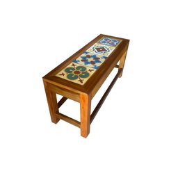 jogo mesa de jantar 120x60 com 2 bancos mineiros ladrilho decoração móveis cozinha bistro MINAS ARTE - 2