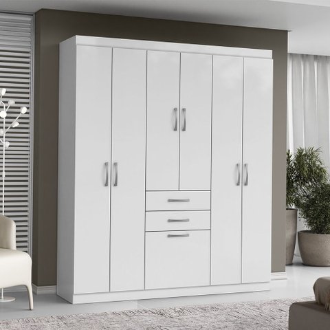 Guarda Roupa Roupeiro 07 Portas 02 Gavetas Branco Aramóveis