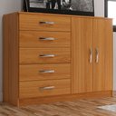Ver imagem 1 de Cômoda 2 Portas 5 Gavetas Cp254 Cinnamomo - Evidencia Móveis
