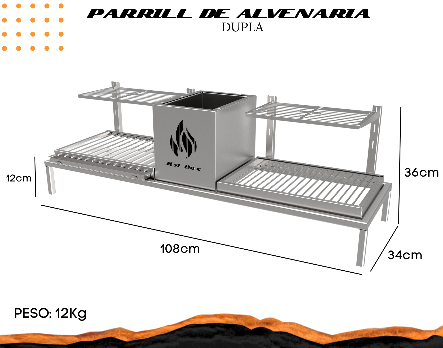 Churrasqueira Hotbox Parrilla Para Alvenaria - 1 Firebox + 2 Grelhas Argentina / Uruguaia - 2