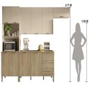 Ver imagem 4 de Armário de Cozinha Completa com Balcão com Tampo 10 Portas Dubai - Freijó/vanilla/com Ripado