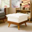 Ver imagem 4 de Puff Banqueta Almofadado Londres Apoio para Pés Corino Nozes e Linho Bege Base de Madeira - Arkell