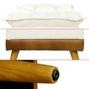 Ver imagem 5 de Puff Banqueta Almofadado Londres Apoio para Pés Corino Nozes e Linho Bege Base de Madeira - Arkell