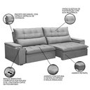 Ver imagem 3 de Sofá Retrátil Reclinável 3 Lugares 250cm Moritz F05 Veludo Prata - Mpozenato