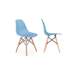 Kit 6 Cadeiras Charles Eames Eiffel Azul Base Madeira Sala Cozinha Jantar - Bering - 3