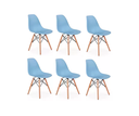 Ver imagem 4 de Kit 6 Cadeiras Charles Eames Eiffel Azul Base Madeira Sala Cozinha Jantar - Bering