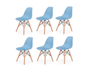 Ver imagem 1 de Kit 6 Cadeiras Charles Eames Eiffel Azul Base Madeira Sala Cozinha Jantar - Bering