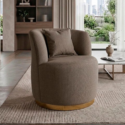 Poltrona Orgânica Base Metálica Confortável Decorativa para Sala Escritório Recepção Maranata Linho