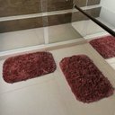 Ver imagem 1 de Kit Tapete Pelo Alto Felpudo Peludo Macio Anti Derrapante Alérgico Marrom 40 x 60 cm