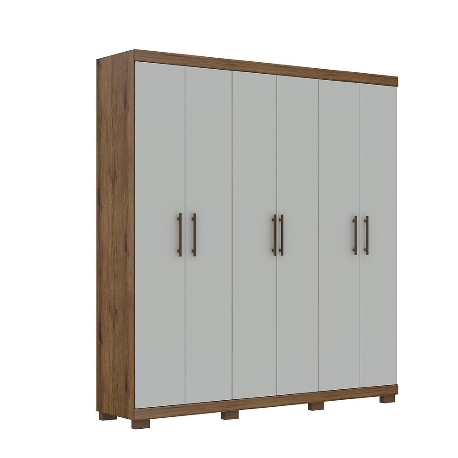 Guarda-Roupa Casal 6 Portas Madrid Gelius Móveis em MDP Marrom 210 cm x 200 cm x 49 cm