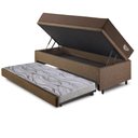 Ver imagem 4 de Bicama Box Baú com Linho Marrom 88x188 com Colchão Relax Adorabile Molas Ensacadas Ecoflex