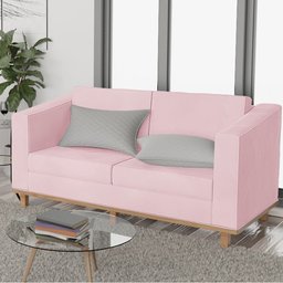 Sofá 2 Lugares Europa Suede Rosa Bebê - Am Decor - 2