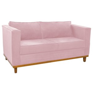 Sofá 2 Lugares Europa Suede Rosa Bebê - Am Decor
