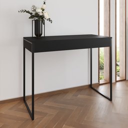 Aparador Industrial Retangular Califórnia Preto 137x40cm Base Ferro Preto - 1