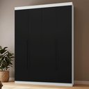 Ver imagem 1 de Guarda-Roupa Solteiro 4 Portas Batentes Branco/Preto/Preto Netuno Madesa