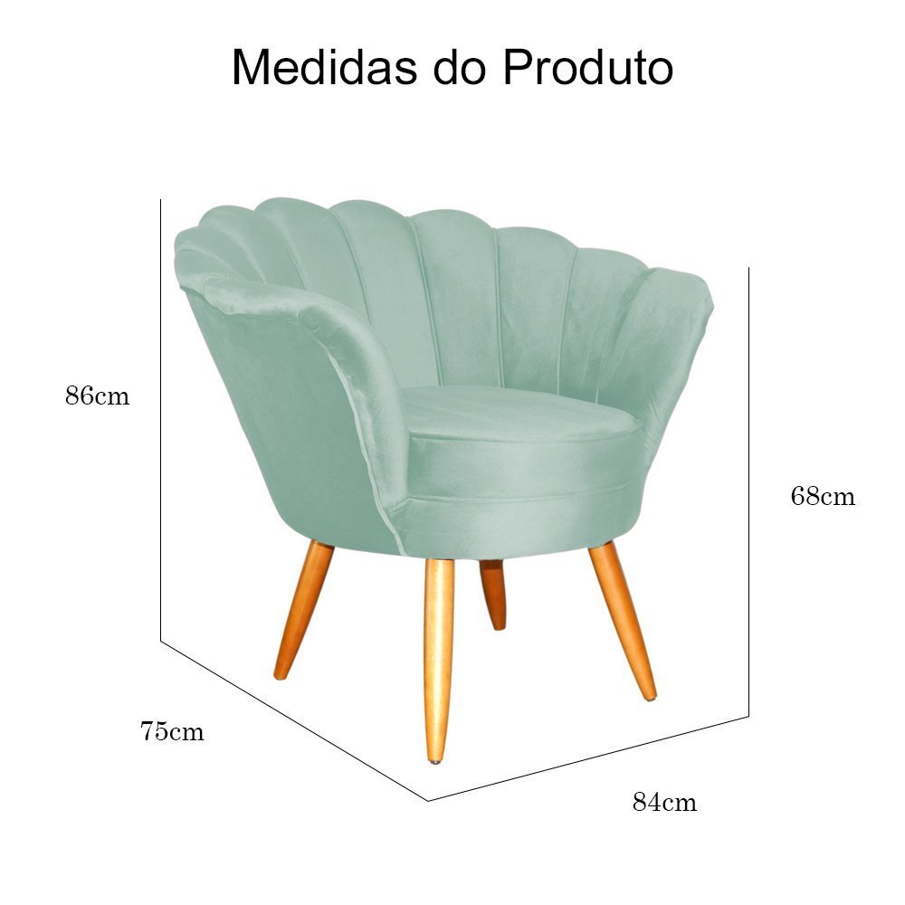 Poltrona Pétala Em Veludo Decorativa Reforçada Veludo Vermelha - 5