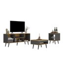 Ver imagem 4 de Conjunto Sala de Estar Tóquio 3 Peças com Rack para TV Mesa de Centro e Apoio C00D135015 Marrom/