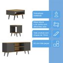 Ver imagem 5 de Conjunto Sala de Estar Tóquio 3 Peças com Rack para TV Mesa de Centro e Apoio C00D135015 Marrom/